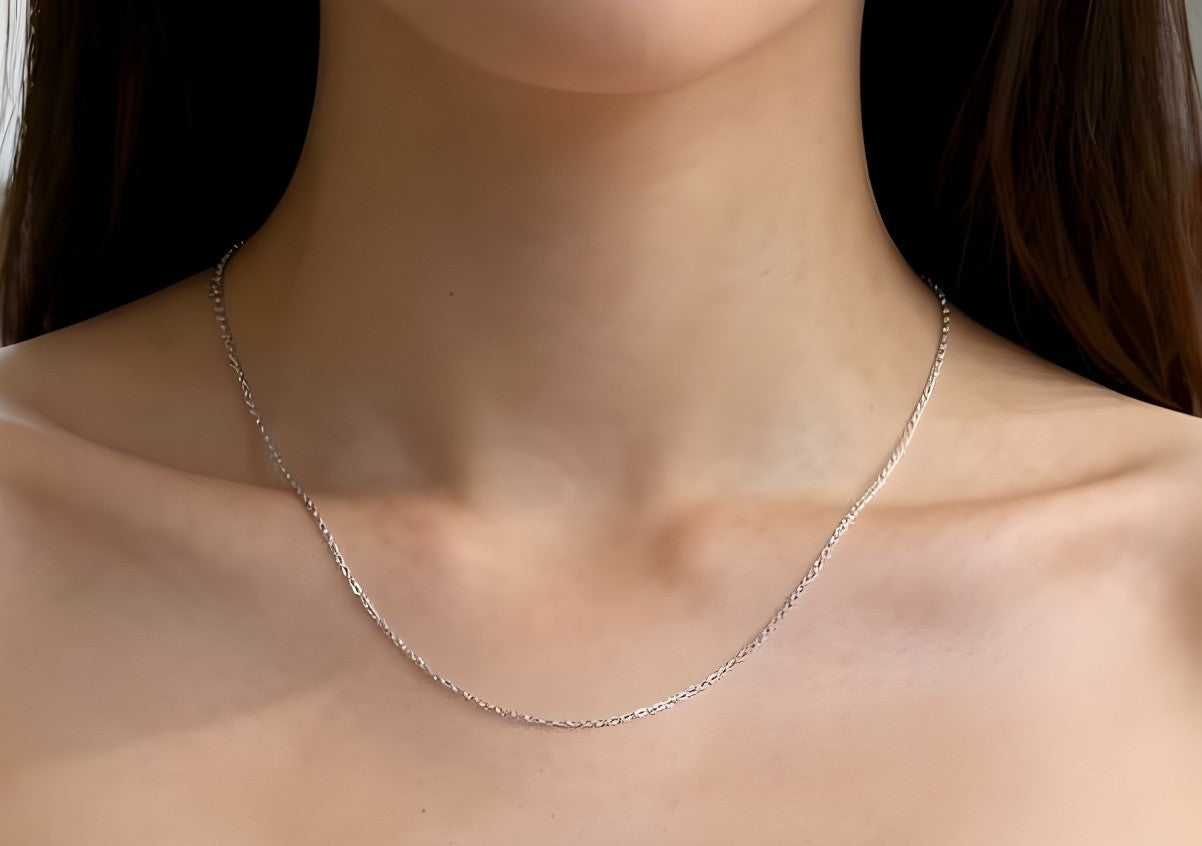 14K white gold 1.3mm chain necklace