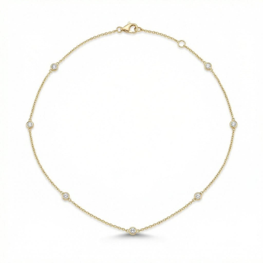 14K gold necklace with 7 diamonds