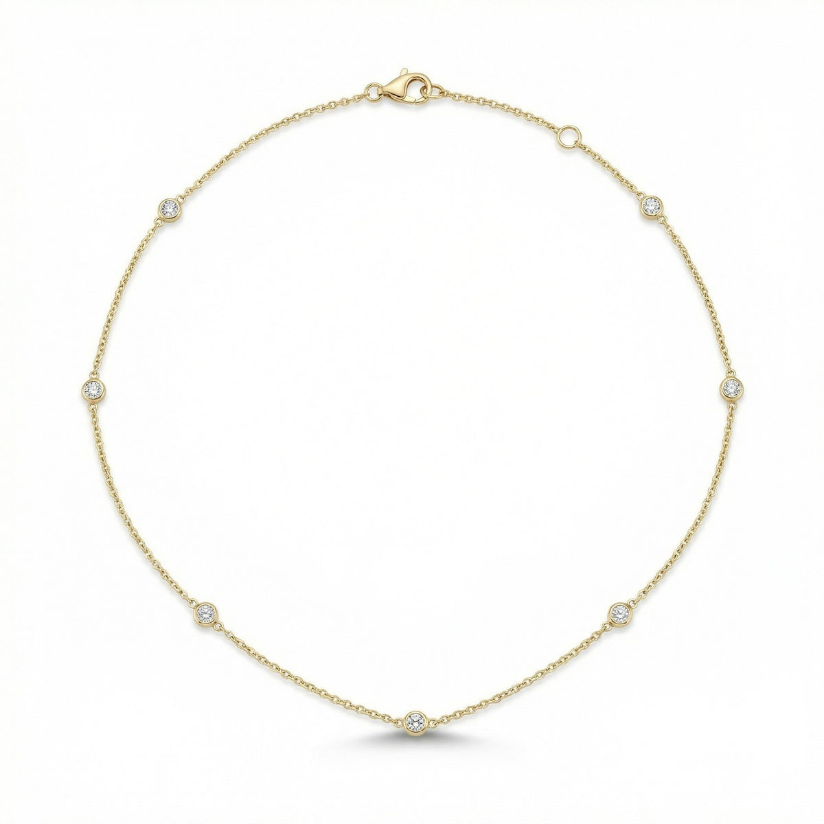 14K gold necklace with 7 diamonds