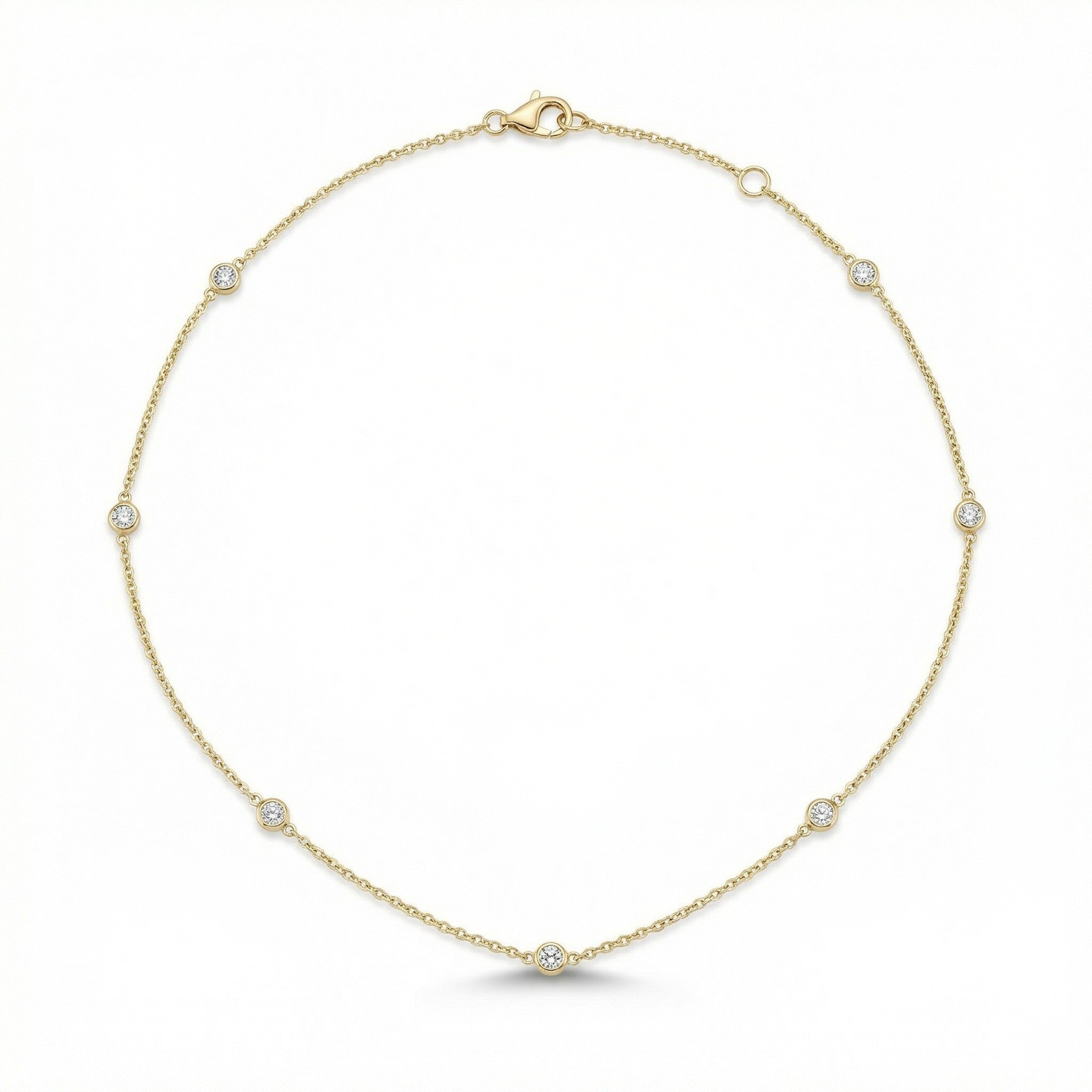 14K gold necklace with 7 diamonds
