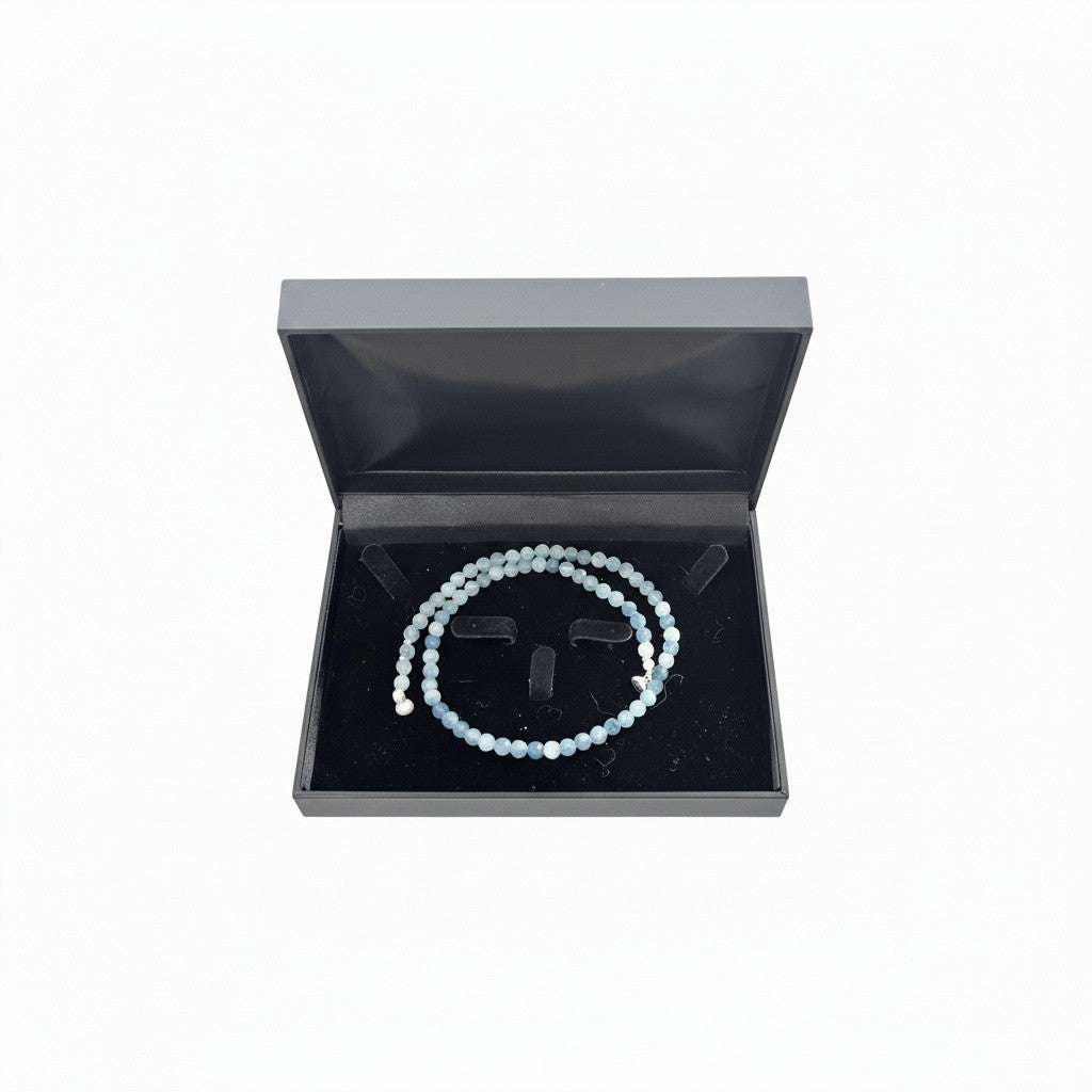 Aquamarine Necklace 6mm in box