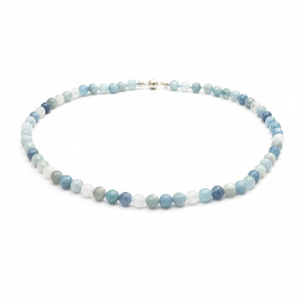 Aquamarine gemstone necklace 6mm
