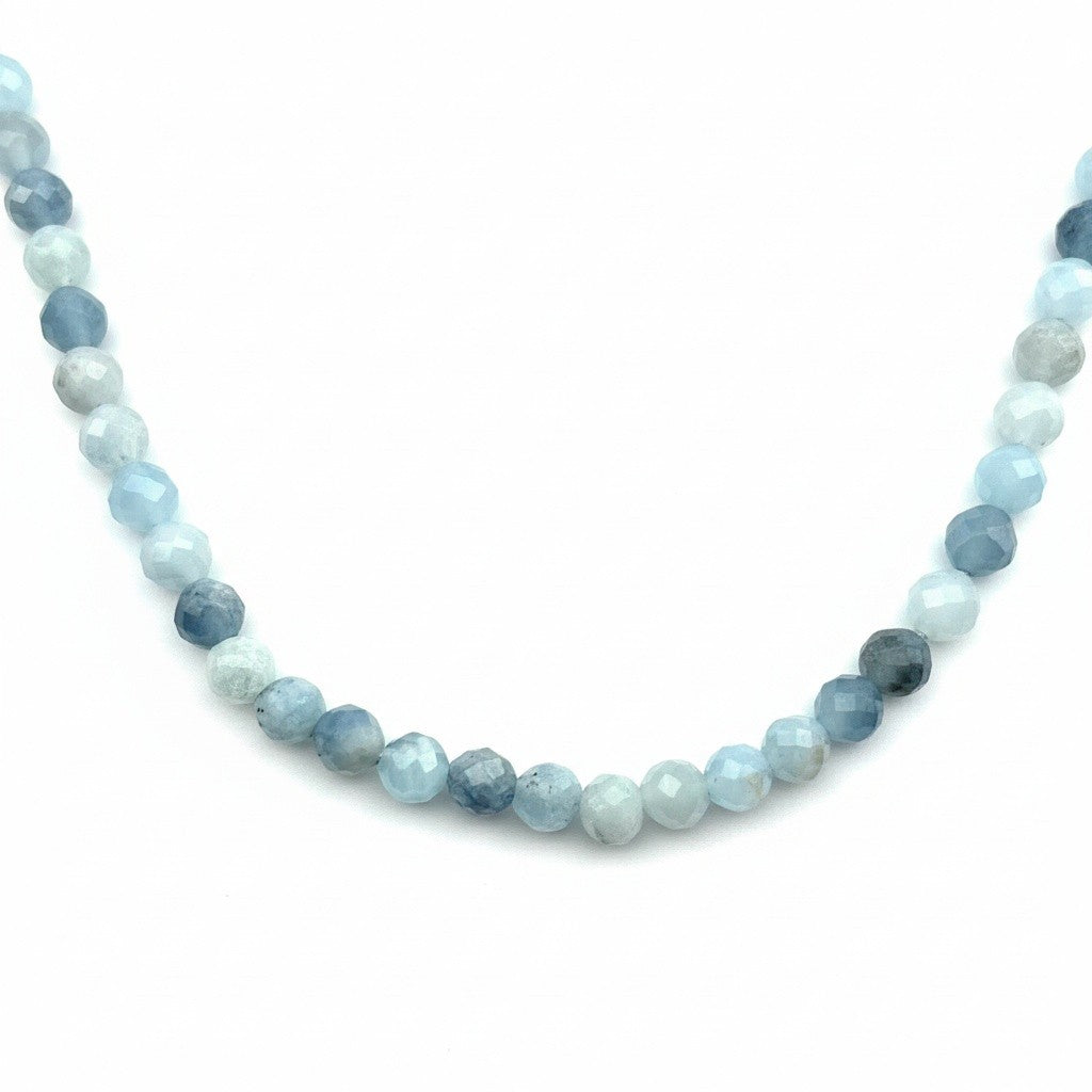 Aquamarine gemstone necklace piece 6mm