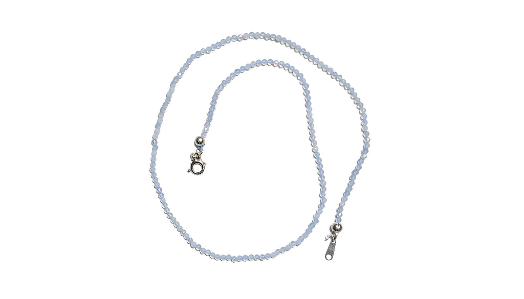 Chalcedony gemstone bead necklace with sterling silver lock