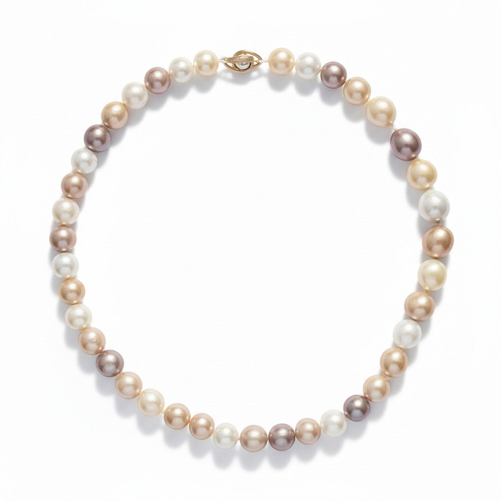 Pearl necklace peach and pink hues