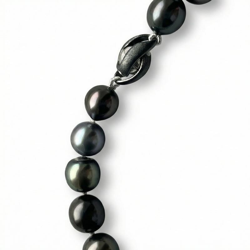 Tahiti pearls necklace with multicolor untreated dark pearls