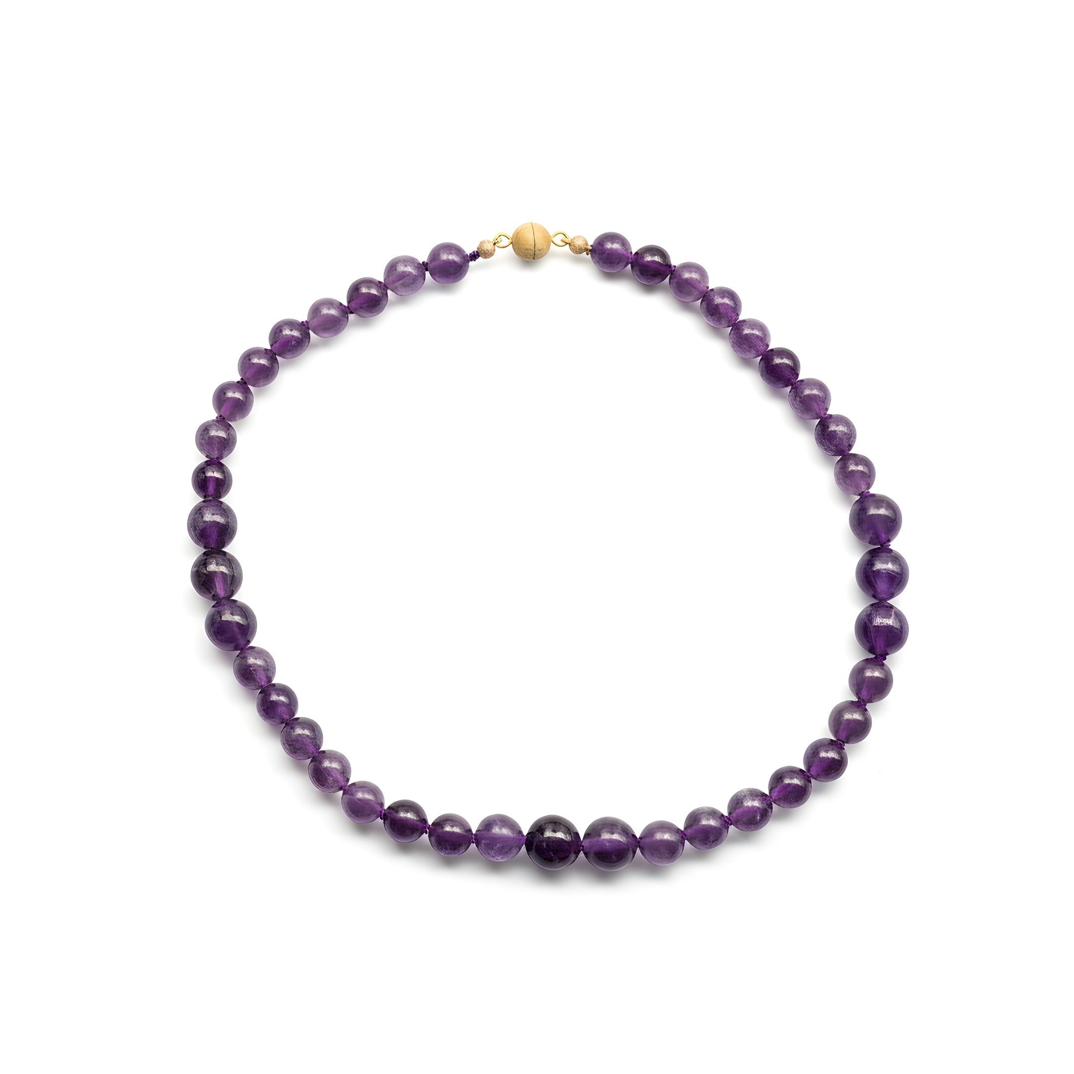 Hand knotted purple Amethyst gemstone necklace with magnetic lock
