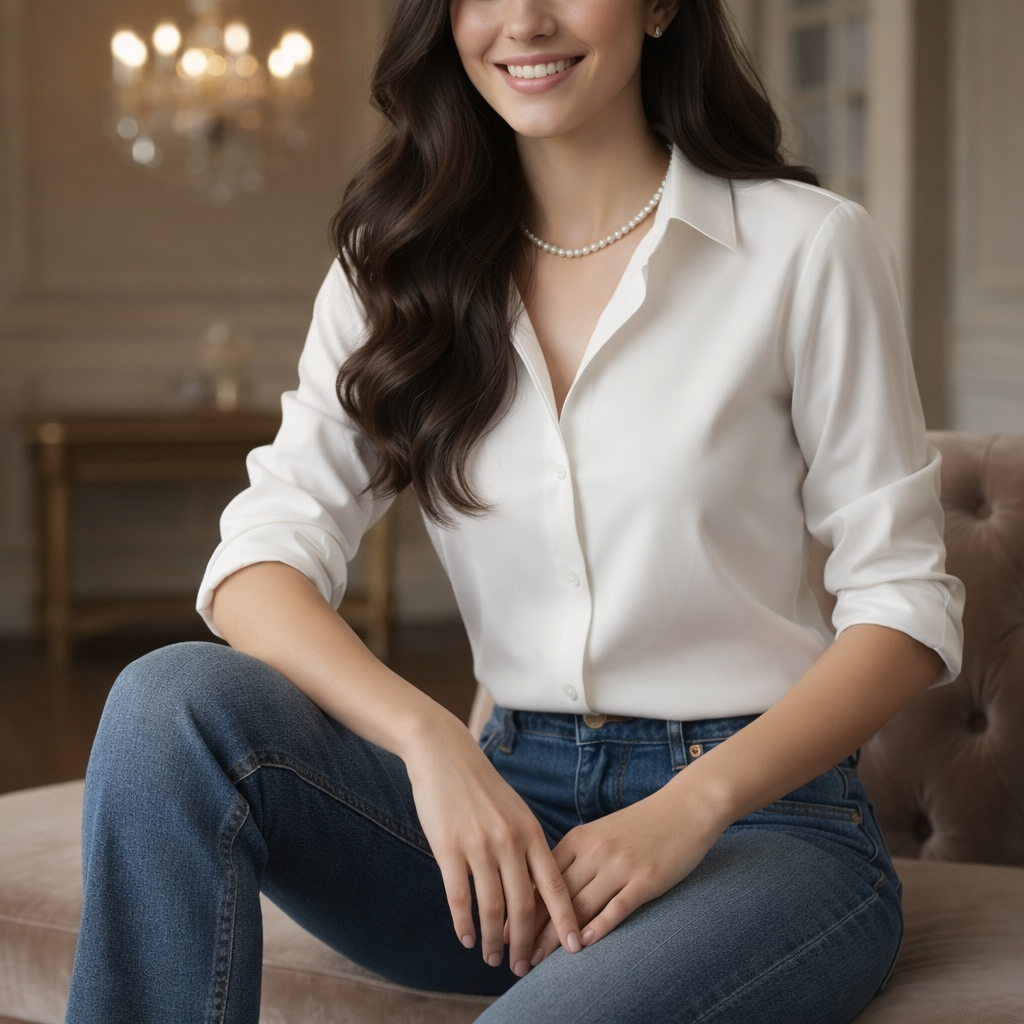 Display of white freshwater pearl 5-5.5mm necklace with sterling silver lock