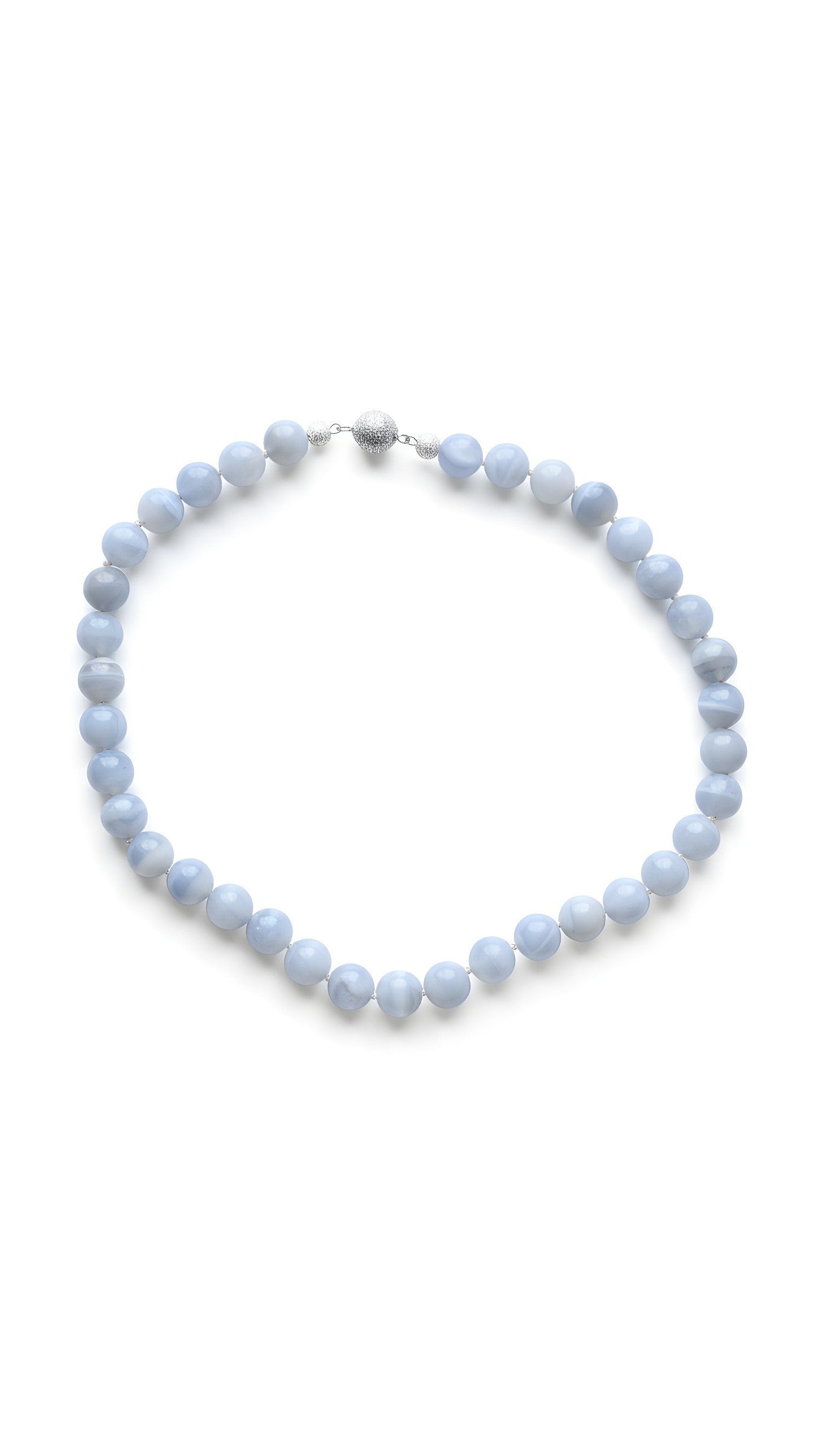Chalcedony gemstone necklace  10mm with sterling silver lock