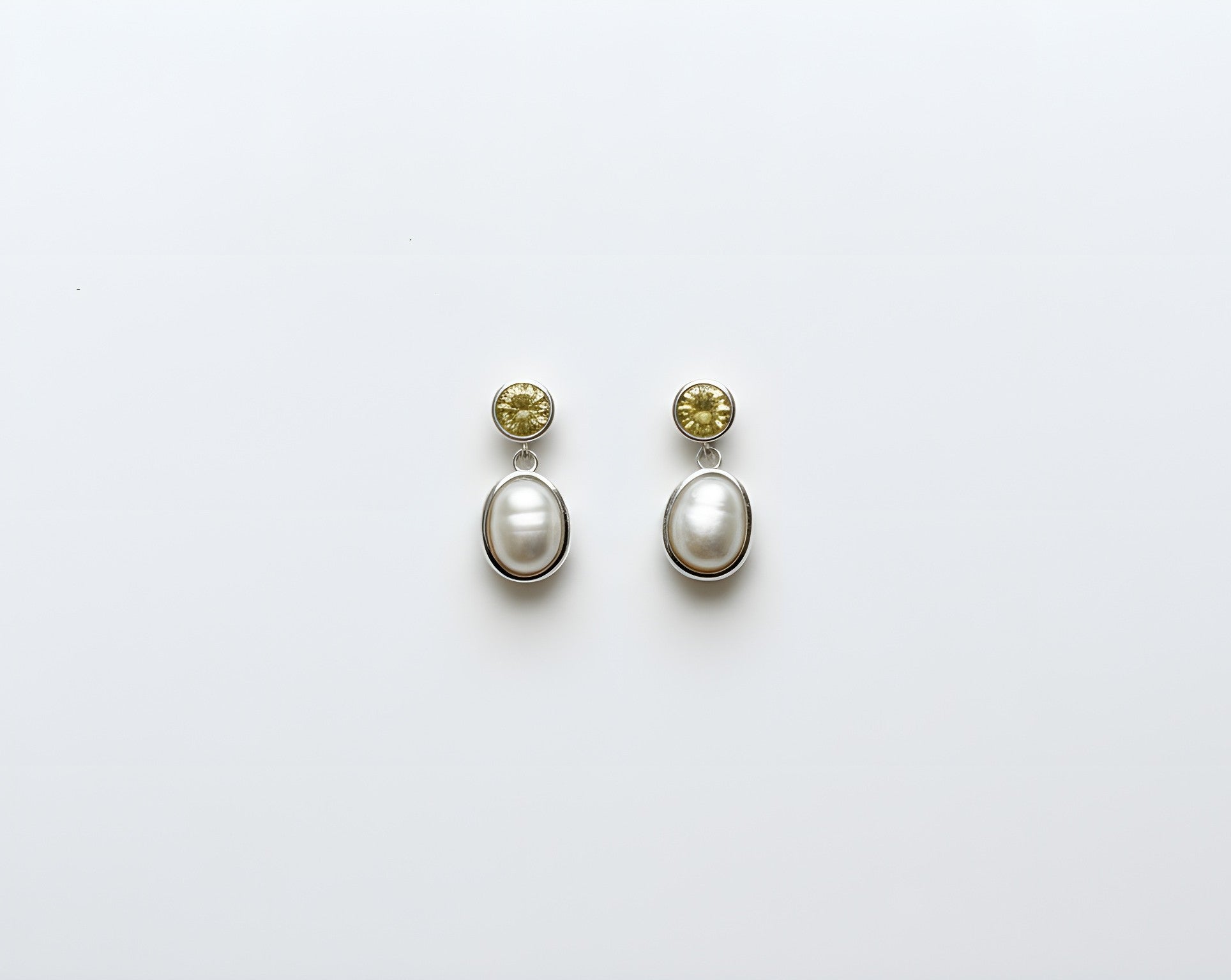 Sterling silver drop earrings with facetted citrine and cultured pearl