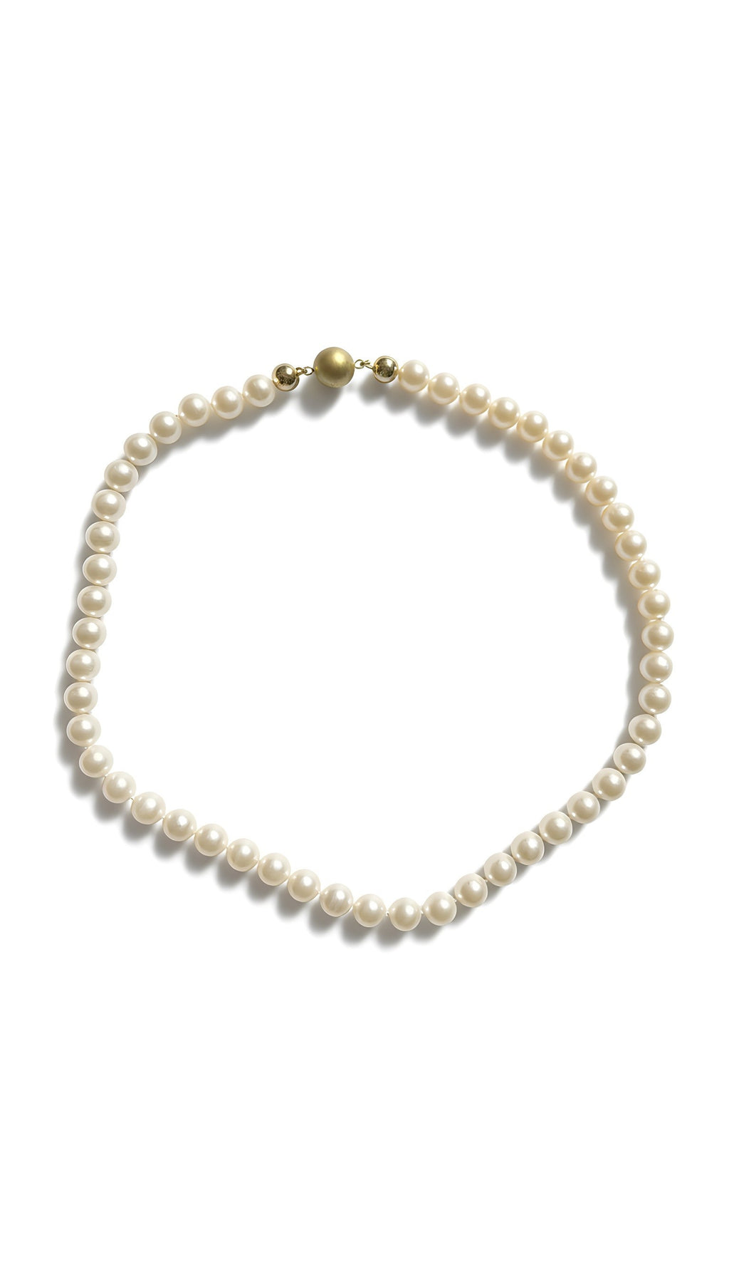 White freshwater pearl necklace 8mm with 14K yellow gold lock