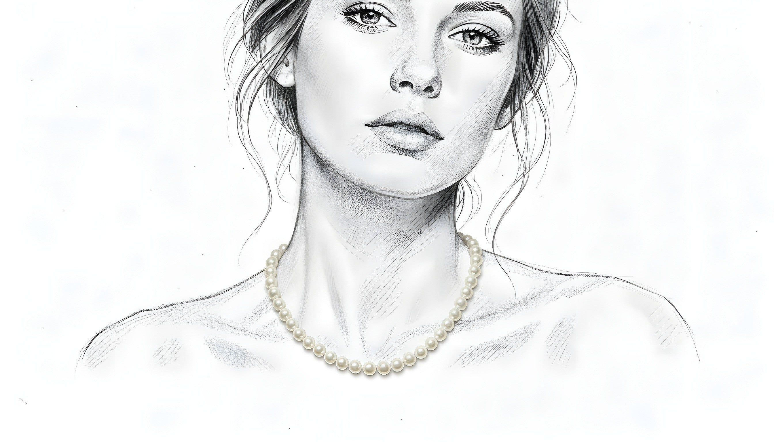 Display illustration of white freshwater pearl necklace 8mm with 14K gold lock