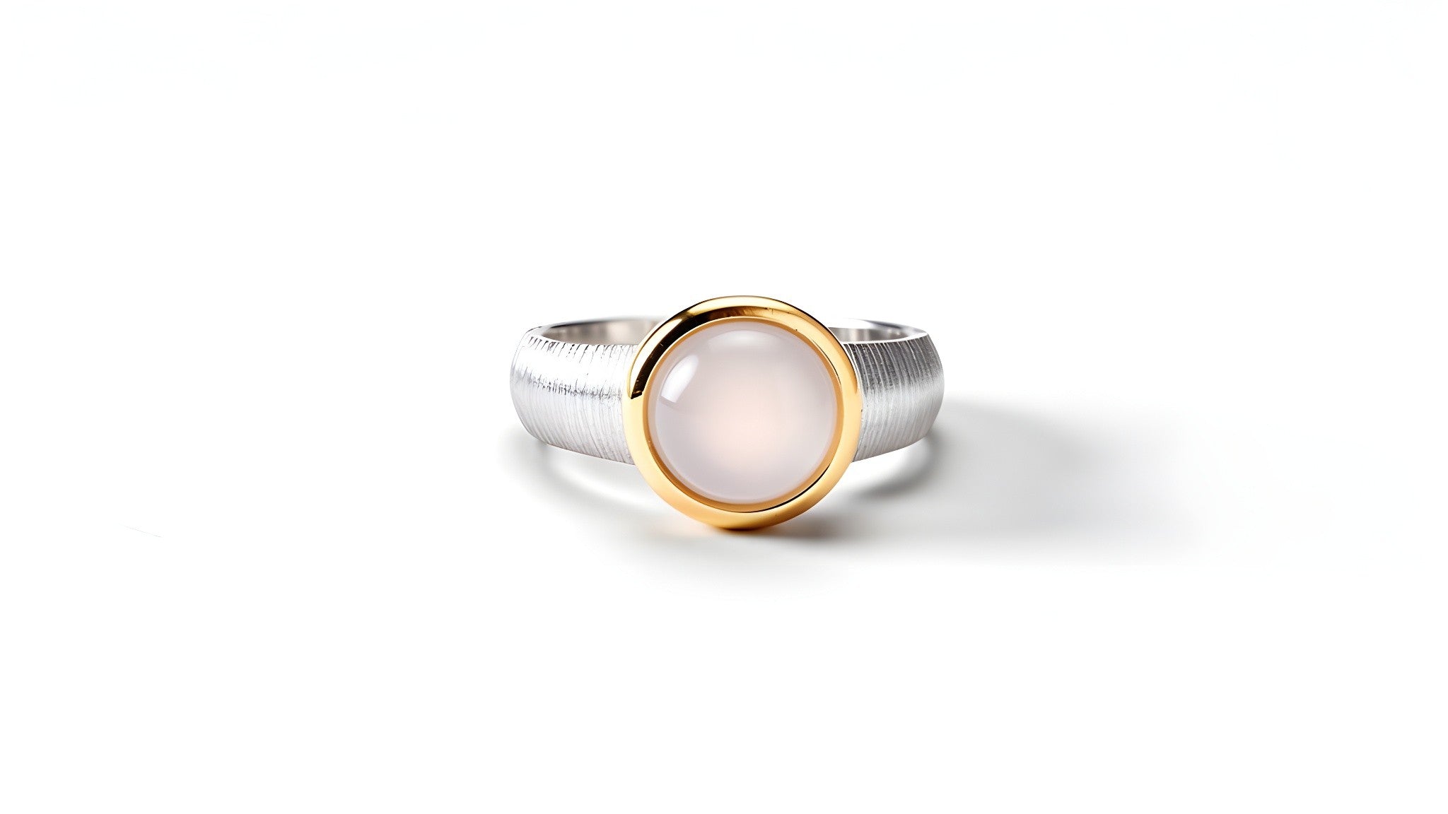 Moonstone solitaire ring bezel set sterling silver