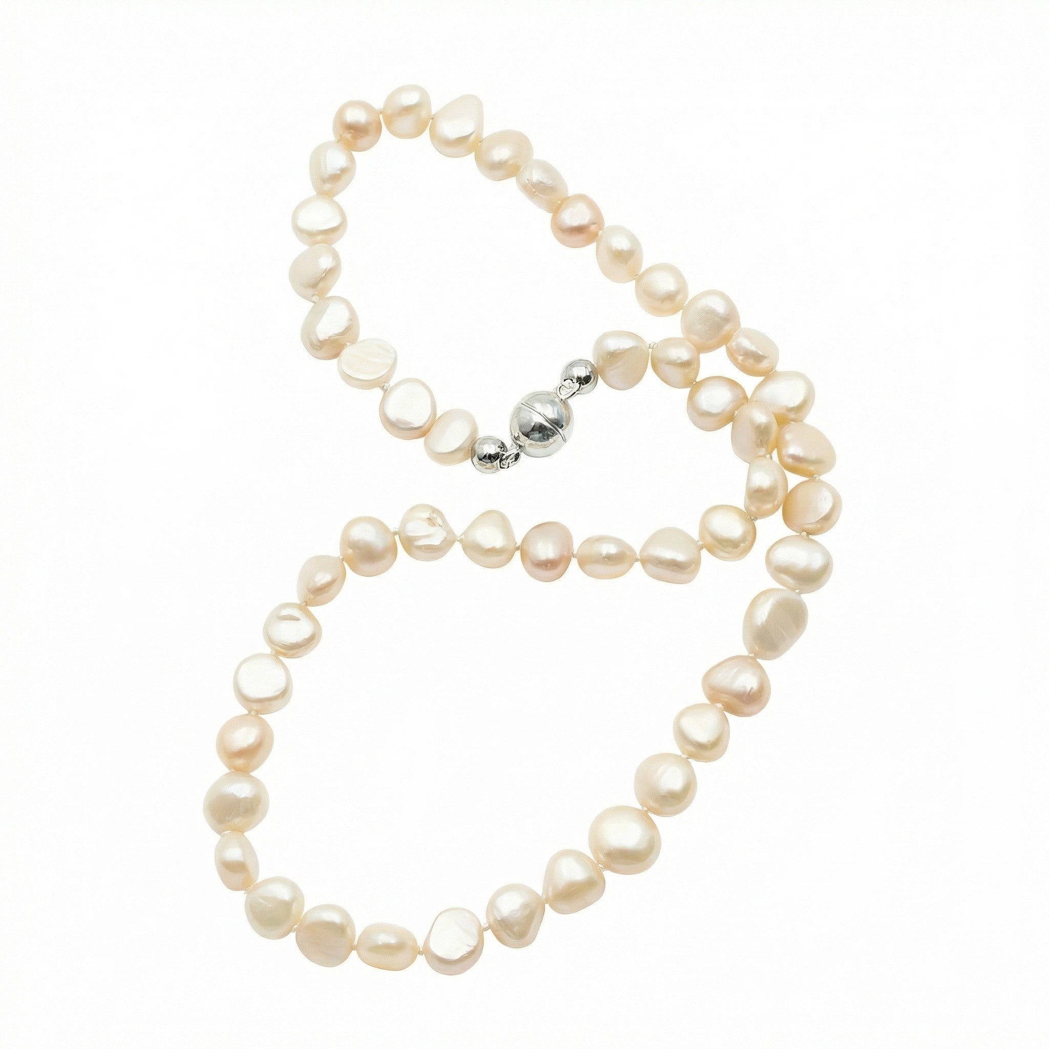 Pink freshwater pearl necklace with sterling silver lock